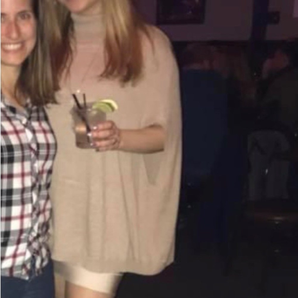 Tan Bebe turtleneck sweater poncho